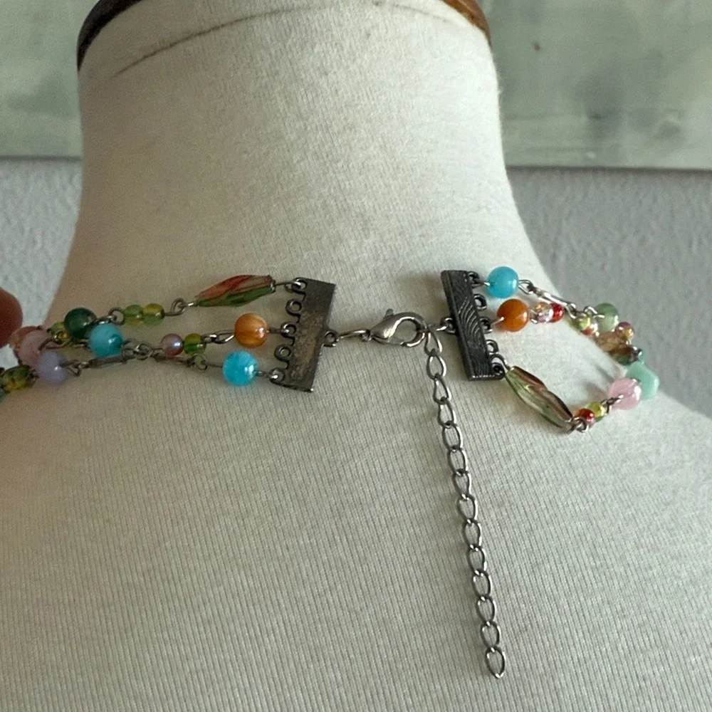 Vintage Colorful Beaded Multi-Strand Necklace - Picture 4 of 4